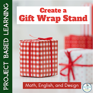 Wrapped presents show how upper elementary and middle school students can create a giftwrap stand