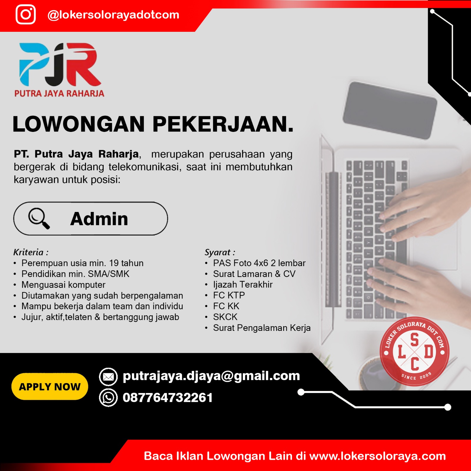 Loker Solo Raya di PT Putra Jaya Raharja Juli 2024