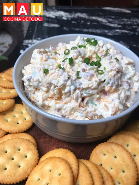 mau cocina de todo million dollar dip receta queso tocino cebolla cambray