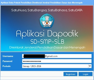 Login di Aplikasi Dapodikdas