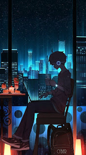 Wallpaper anime aesthetic Night Music for Android and iPhone