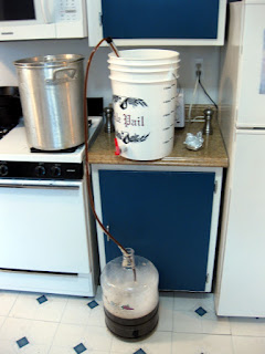 With the syrup added back to the rest of the wort I racked to the fermenter.