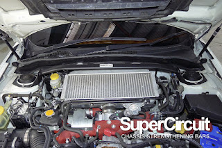 SUPERCIRCUIT Front Strut Bar installed to the Subaru Impreza WRX STI (GR) Hatchback.