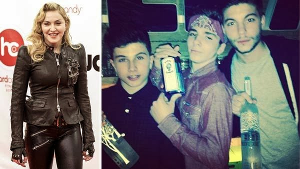 Madonna pertahan gambar anaknya Rocco pegang botol arak