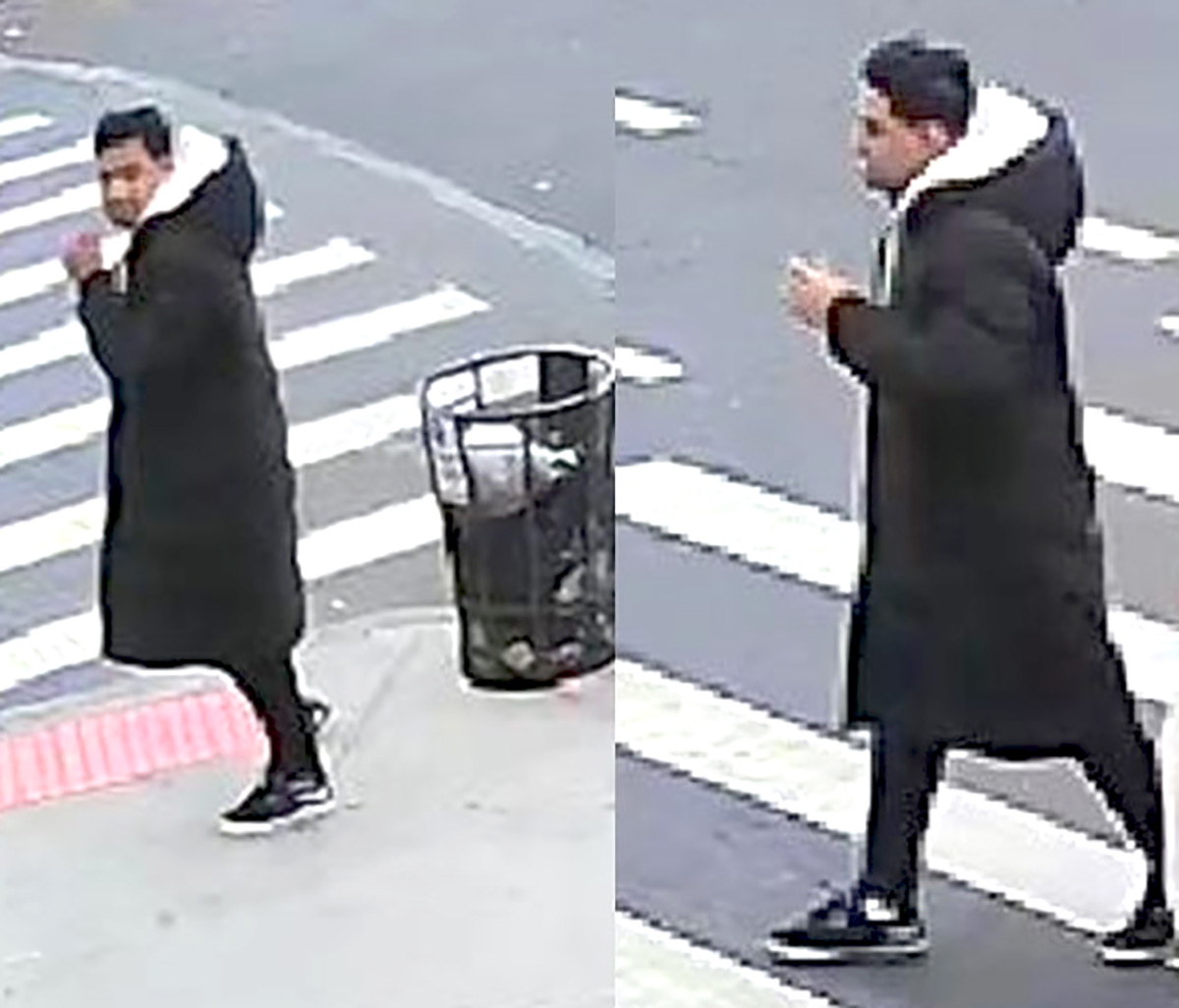 The NYPD is searching for a man in a puffy coat in connection with a chain snatching. -Photo by NYPD