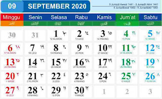 Kalender Bulan SEPTEMBER 2020