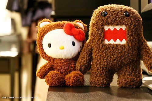 hello kitty + domo  me + him.