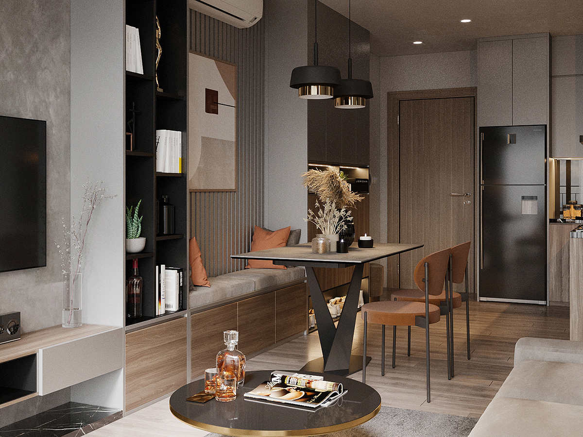 Thiết kế nội thất căn hộ 2 phòng ngủ Vinhomes Smart City