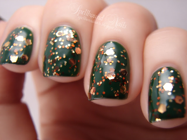 nails nailart nail art polish mani manicure Spellbound Maple Syrup Buddy the Elf Collection Daily Lacquer Lacquerista brown bronze gold orange red glitter Indie black Sally Hansen China Glaze green flash giveaway winner Holy Day Holy-Day Chocolate Creme