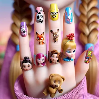 Diseños de Personajes Animados en sus uñas.