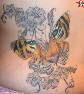 Butterfly Tattoo Design and Flower Tattoo