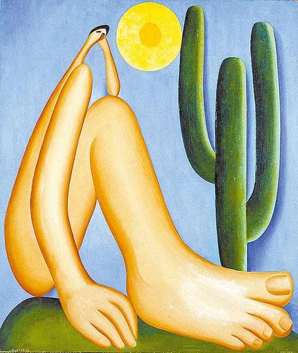 A foto mostra o quadro de arte o Abaporu de Tarsila do Amaral.