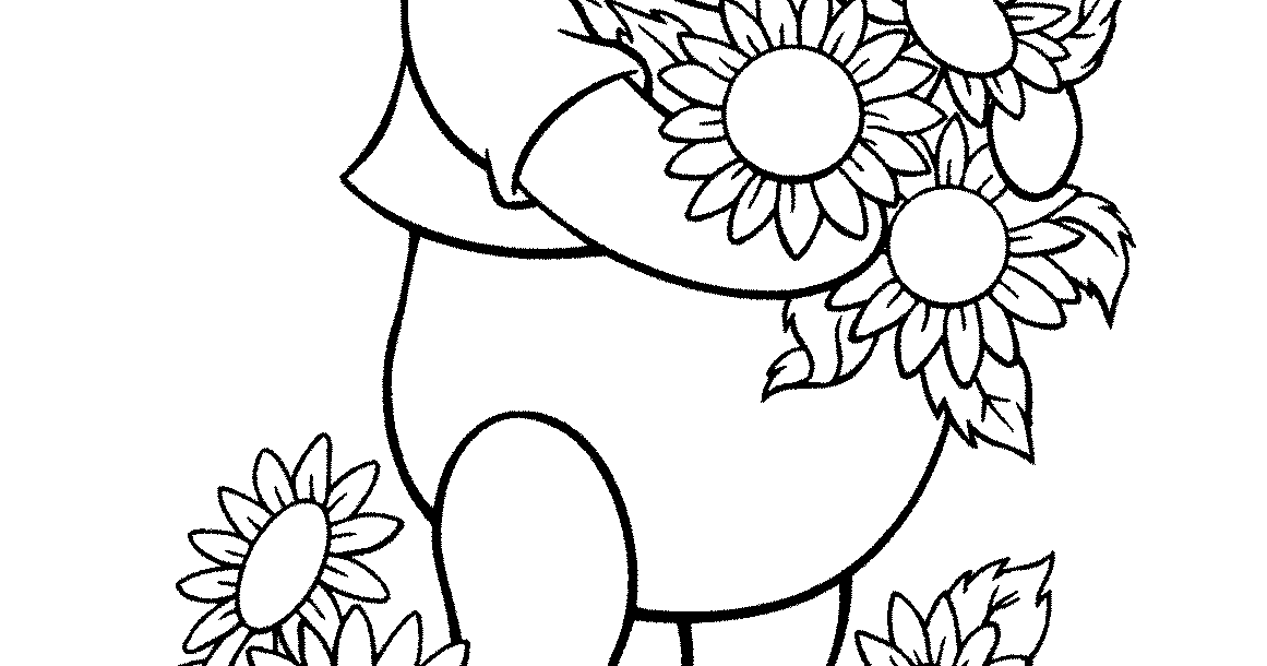 Mewarnai Winnie Pooh Dan Bunga