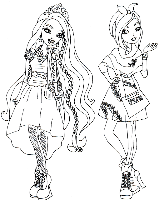 Free Printable Ever After High Coloring Pages: Holly and Poppy O'Hair