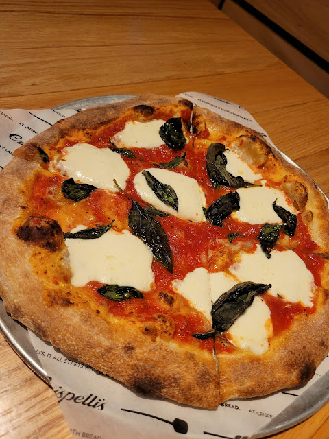 Margherita pizza at Crispelli's, WB