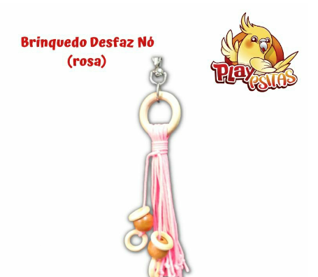 Brinquedo Desfaz Nó (rosa). Ideal para calopsitas, agapornis, aves de pequeno porte. Produto artesanal