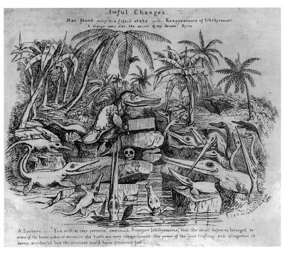 The caricature by De la Beches of Charles Lyell as Prof. Ichthyosaurus on the pages of Francis Trevelyan Buckland (Son of William B.). "Curiosities of Natural History".