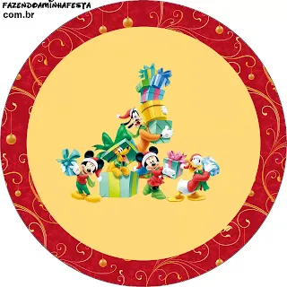 Christmas Mickey and His Friends: Free Printable Cupcake Toppers and Labels. 