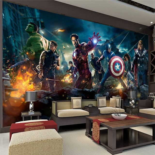 Avengers wall mural childrens room 3D marvel comics Photo Wallpaper Kids Boys super hero tony stark movie