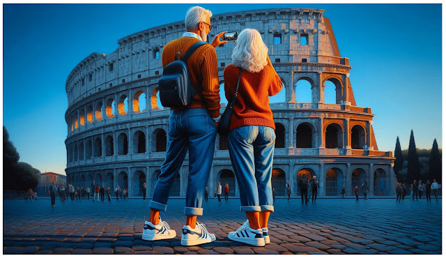«Kveldsmaleri» fra Colosseum i Roma. Laget ved hjelp av KI og PhotoShop. «Kveldsmaleri» fra Colosseum i Roma. Laget ved hjelp av KI og PhotoShop.