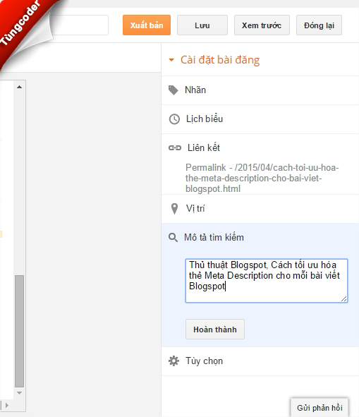 Nội dung mô tả tìm kiếm cho bài viết Blogspot