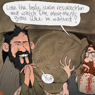 Cartoon of disciples stealing Jesuses body