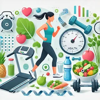 أطعمة صحية ومتوازنة. شرب الماء خلال التمارين. شخص يمارس التأمل. معدات رياضية.