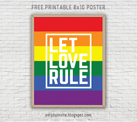 Gay pride poster free printable "Let love rule"