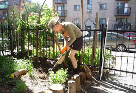 working in the garden