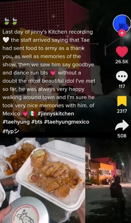 V de BTS muestra su gratitud a los fans mexicanos en el último día de filmación de "Jinny's Kitchen"