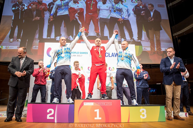 Jaroslaw Olech sacó oro en levantamiento de potencia en los Juegos Mundiales 2017, dando el segundo oro al país sede, Polonia