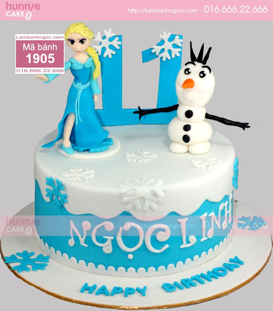 Bánh sinh nhật Fondant Elsa và người tuyêt Olaf