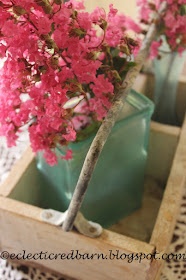 Eclectic Red Barn: White box with square vase and flowers