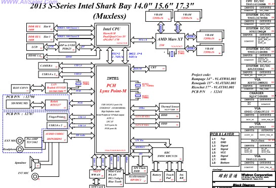 Shark Bay 12241-1 48.4YW05.011 Schematics HP ProBook 450 G1 Wistron S-Series