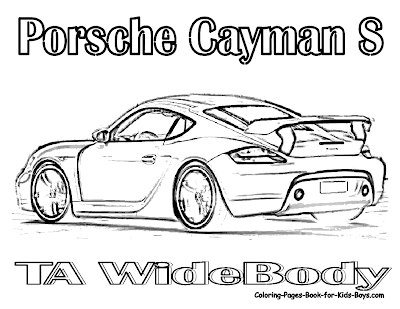 Cars COloring Pages, Porsche Cayman TA Widebody Coloring Page