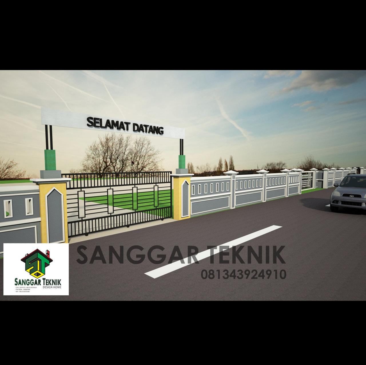  GAMBAR DESAIN PAGAR SEKOLAH  SEMI MINIMALIS AUTO CAD FILE 