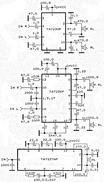 TA7230P, TA7236P, TA7237AP amplifier schematic