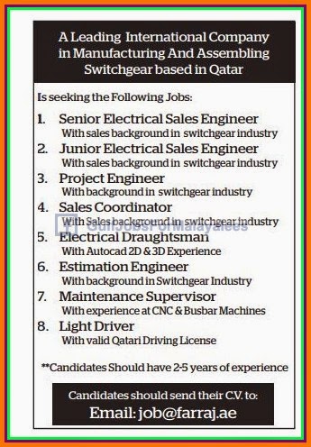 Leading International company in Qatar Job Vacancies