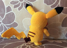 Crochet Pikachu toy - back view