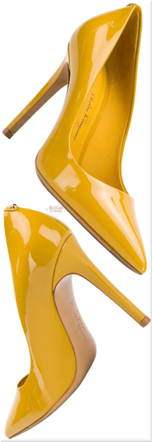 ♦Salvatore Ferragamo Alba X5 patent leather pumps #saintlaurent #shoes #pantone #yellow #brilliantluxury