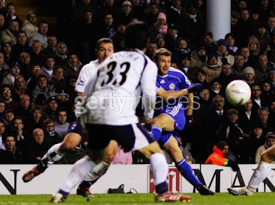 LONDON - MARCH 19: Andrei Shevchenko of Chelsea scores the opening goal during the FA Cup sponsored by E.ON Quarter Final replay match between Tottenham Hotspur and Chelsea at White Hart Lane on March 19, 2007 in London, England. (Photo by Jamie McDonald/Getty Images)