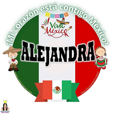 Solapín Nombre Alejandra - Viva México para imprimir