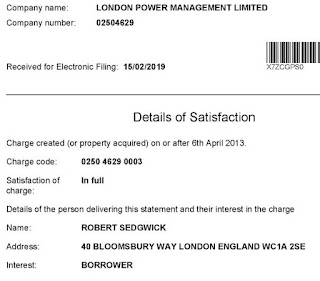 LONDON POWER MANAGEMENT LIMITED charge clearedby Robert Sedgwick
