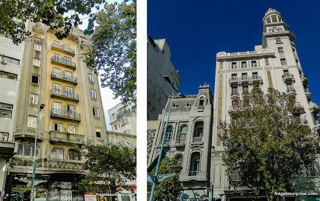 Fachadas antigas na Avenida 18 de Julio, Montevidéu, Uruguai