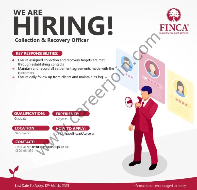 FINCA Microfinance Bank Limited Jobs 2023 - Latest Advertisement