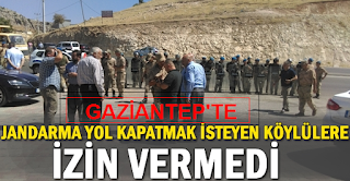 Gaziantep'te Jandarma, yol kapatmak isteyen köylülere izin vermedi