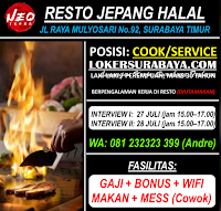 Open Recruitment at Neo Tepan Resto Jepang Halal Surabaya Juli 2020