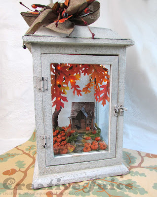 Lisa Hoel - fall lantern decor, little shack in a pumpkin patch!  #creativejuicefreshsqueezed #sizzix #mymakingstory #tim_holtz #minihouse #VillageDwellings #falldecor