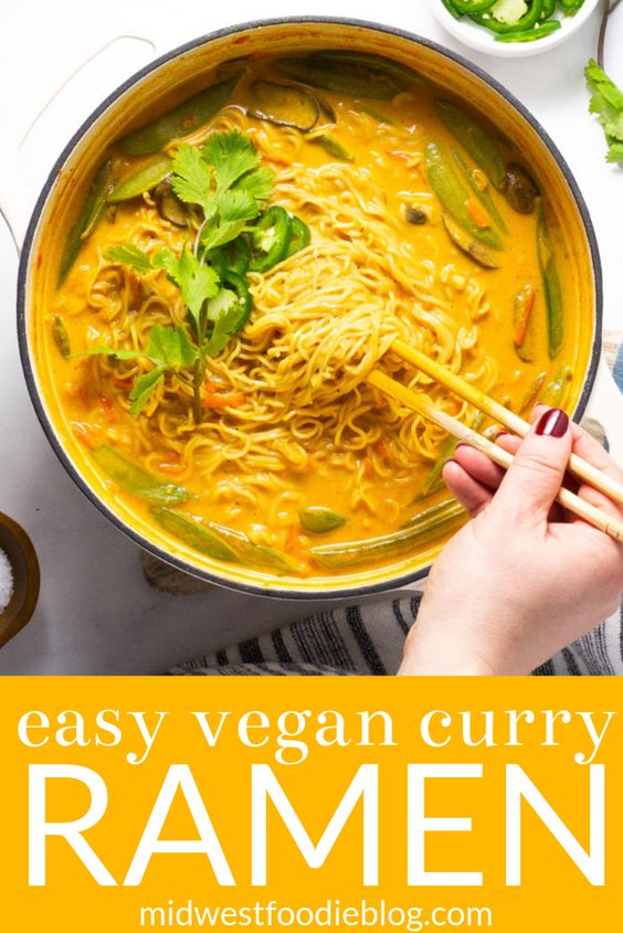 Vegan Curry Ramen Noodles | Midwest Foodie | Can you believe that 25 minutes is all it takes to get this healthy, vegan dinner on the table?! Loaded with fresh veggies and rich curry flavors, you’ll feel good about serving this meal to your family!