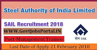 Steel Authority of India Limited Recruitment 2018– 382 Management Trainee